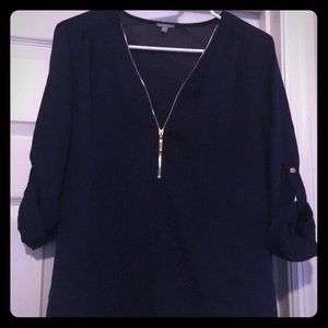 Sheer navy long blouse